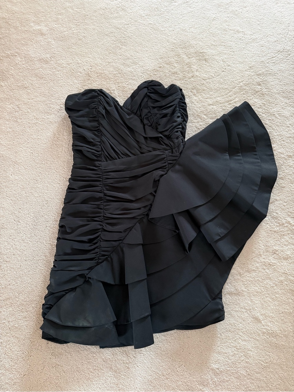 Strapless Black Ruffled Women’s Dress